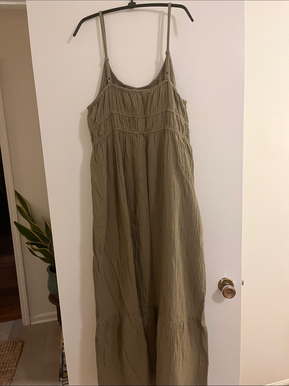 Pact Women’s Olive Green Maxi Sundress with Spaghetti Straps - Picture 6 of 10
